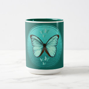 Caneca De Café Em Dois Tons Borboleta Aqua