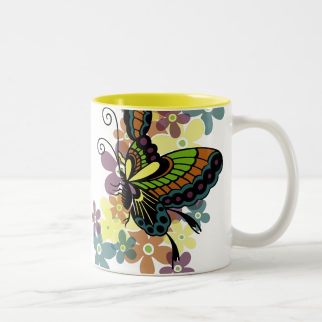 Caneca De Café Em Dois Tons Borboleta brilhante (Direita)