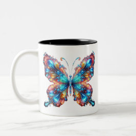 Caneca De Café Em Dois Tons Borboleta brilhante