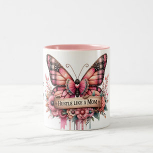 Caneca De Café Em Dois Tons Borboleta de Dia de as mães Feliz Personalizada