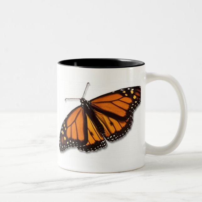 Caneca De Café Em Dois Tons Borboleta de monarca Drinkware (Direita)