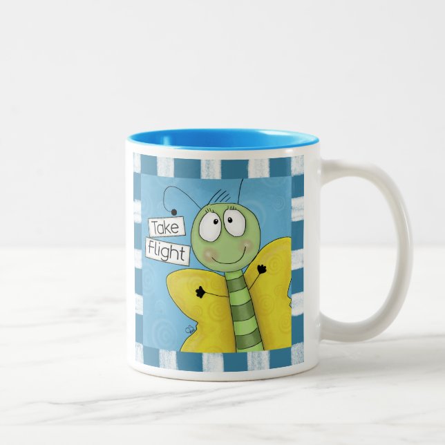 Caneca De Café Em Dois Tons Borboleta de Voo (Direita)