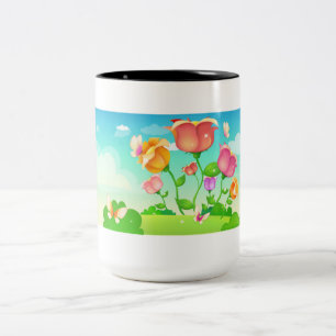 Caneca De Café Em Dois Tons Borboleta do Jardim Tulip