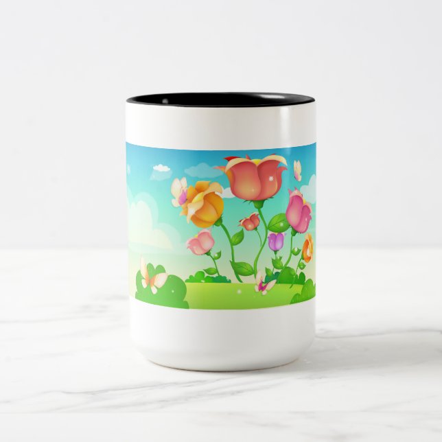 Caneca De Café Em Dois Tons Borboleta do Jardim Tulip (Centro)