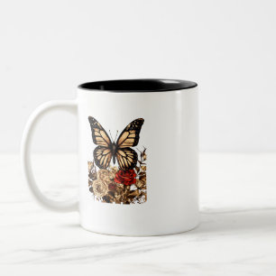 Caneca De Café Em Dois Tons Borboleta Elegante - Mug - 11 oz