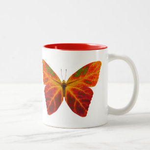 Caneca De Café Em Dois Tons Borboleta Folha de Aspen 2