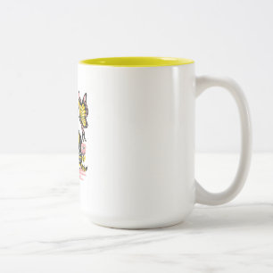 Caneca De Café Em Dois Tons Borboleta & Gatinho