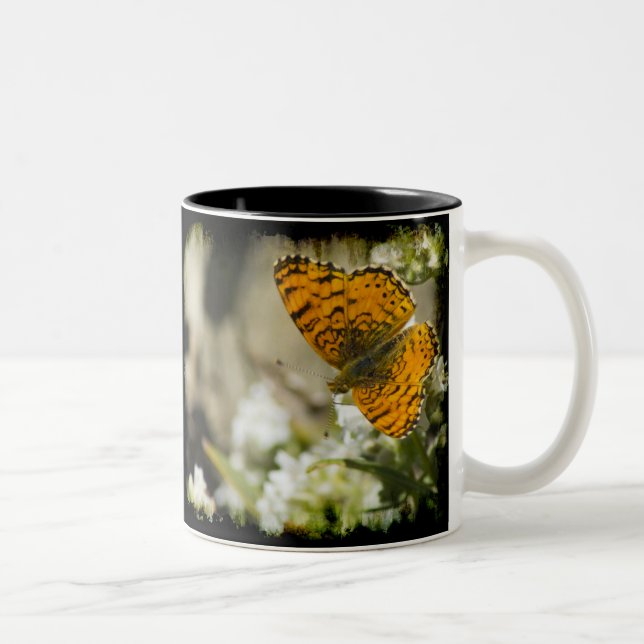 Caneca De Café Em Dois Tons Borboleta Laranja (Direita)