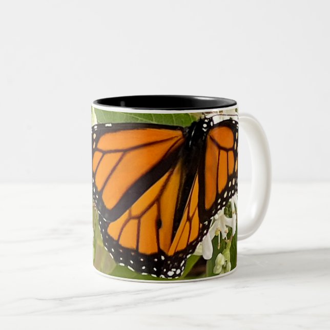 Caneca De Café Em Dois Tons Borboleta Monarca (Frente Esquerda)