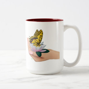 Caneca De Café Em Dois Tons Borboleta no Lotus Bloom