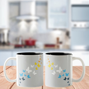 Caneca De Café Em Dois Tons Borboleta Orgulho AroAce - Cores da Bandeira AroAc