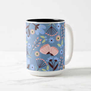 Caneca De Café Em Dois Tons Borboleta Pastel e Floral lindas
