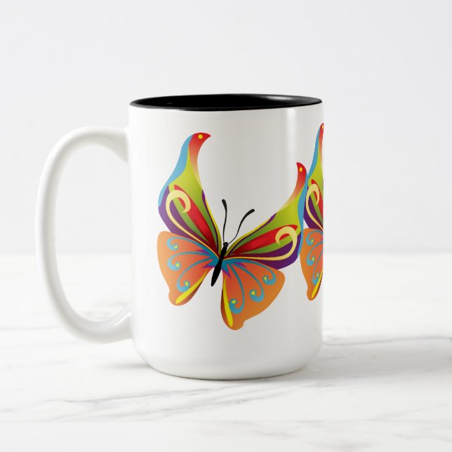 Caneca De Café Em Dois Tons Borboleta Pintada (Esquerda)
