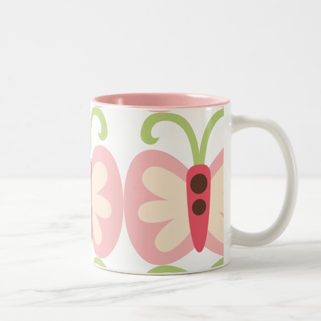 Caneca De Café Em Dois Tons Borboleta Rosa (Direita)