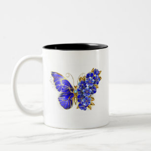 Caneca De Café Em Dois Tons Borboleta Safira Flor