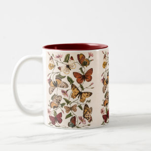 Caneca De Café Em Dois Tons Borboleta Vintage & Moth por Paul Gervais