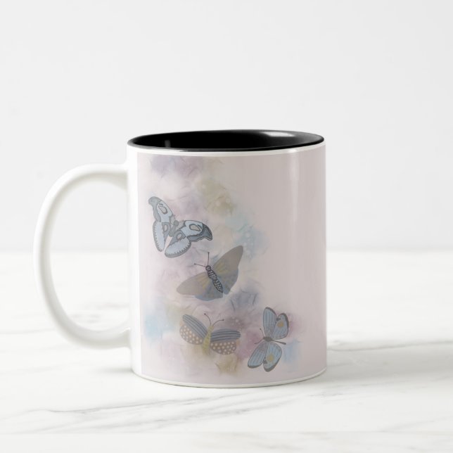Caneca De Café Em Dois Tons Borboletas de Tinta Alcoólica  (Esquerda)