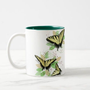 Caneca De Café Em Dois Tons Borboletas Whimsic Tigre