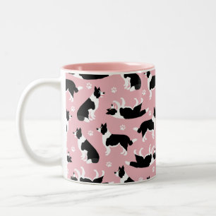 Caneca De Café Em Dois Tons Borda Collie e Paw Imprimem Mug de Café de Dois T