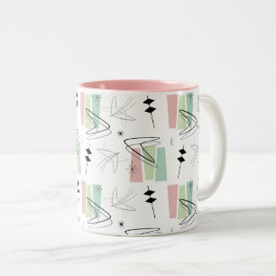 Caneca De Café Em Dois Tons Borda do Boom Retro da Pastel