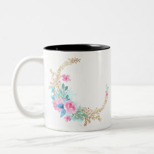 Caneca De Café Em Dois Tons Borda Floral do vazio-