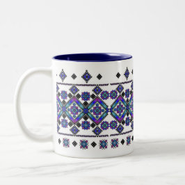 Caneca De Café Em Dois Tons Bordado azul