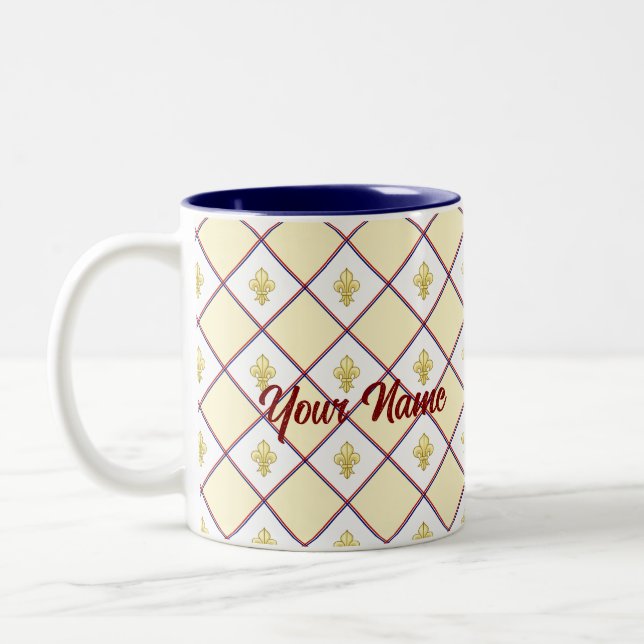 Caneca De Café Em Dois Tons Bordeaux fleur-de-lis cup (Esquerda)