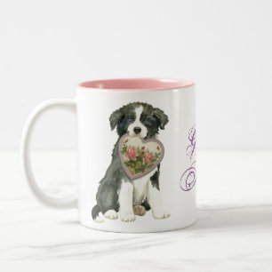 Caneca De Café Em Dois Tons Border Collie Heart Mãe