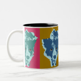 Caneca De Café Em Dois Tons Border Collie Stare Pop Art
