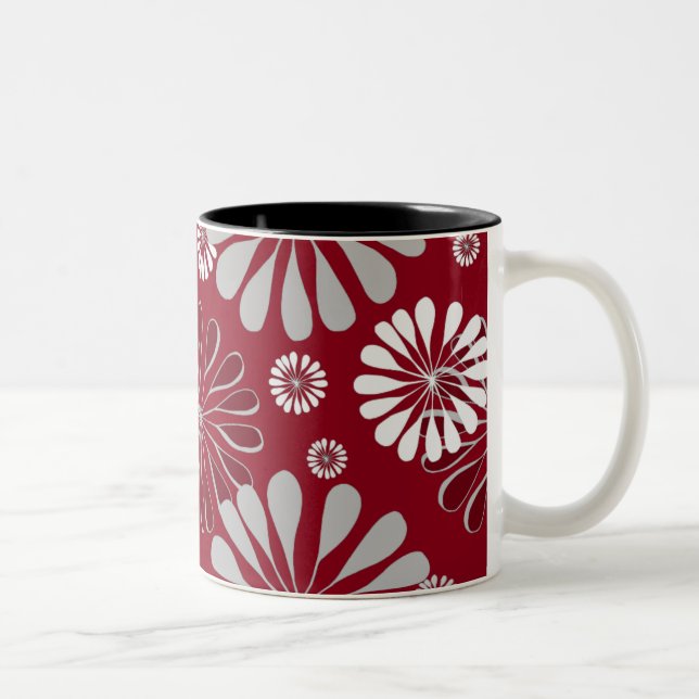 Caneca De Café Em Dois Tons Borgonha e floral cinzento (Direita)