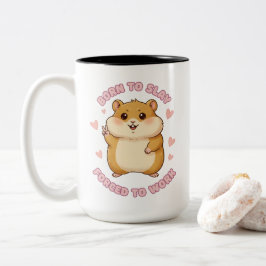 Caneca De Café Em Dois Tons Born To Slay Hamster Meme Cute Funny Office Gift