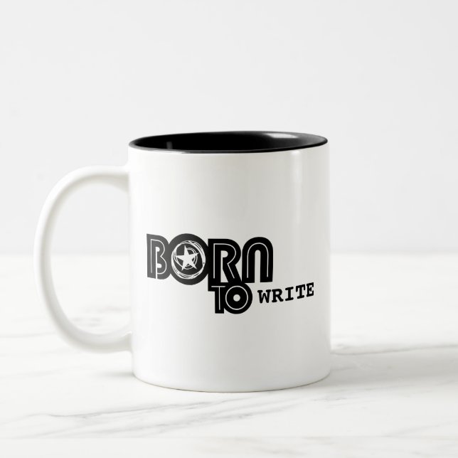 Caneca De Café Em Dois Tons Born to Write - mug (Esquerda)