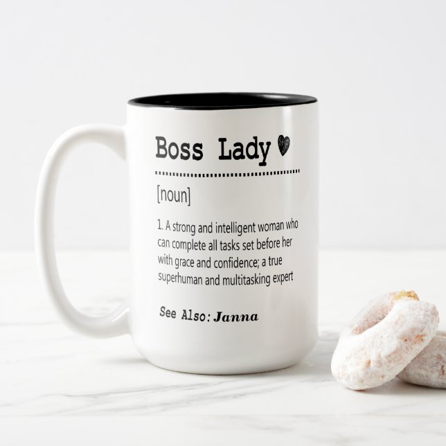 Caneca De Café Em Dois Tons Boss Lady Definition (Com Donut)