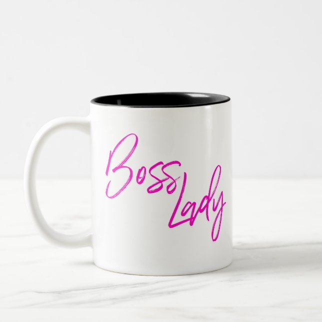 Caneca De Café Em Dois Tons Boss Lady Entrepreneur Woman Business Girl Pink (Esquerda)