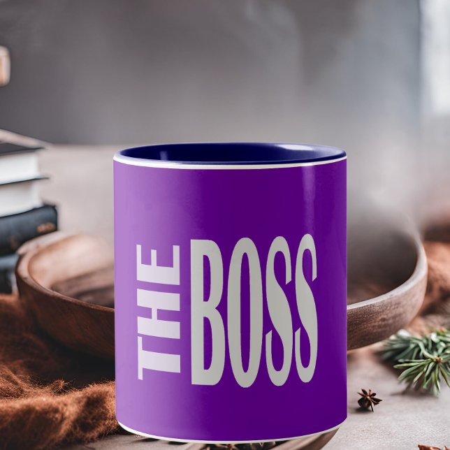 Caneca De Café Em Dois Tons BOSS - texto em negrito - roxo (Criador carregado)