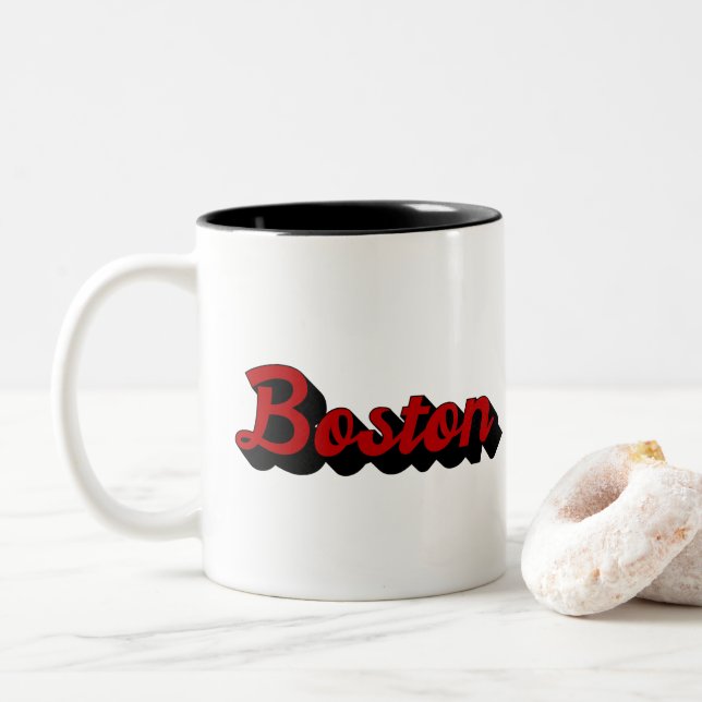 Caneca De Café Em Dois Tons Boston Red e Black (Com Donut)