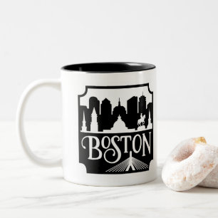 Caneca De Café Em Dois Tons Boston Skyline