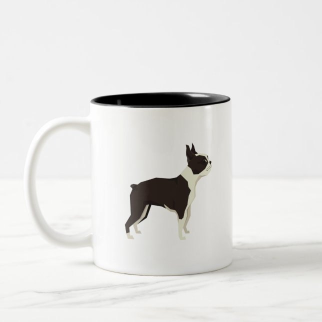Caneca De Café Em Dois Tons Boston Terrier (Esquerda)