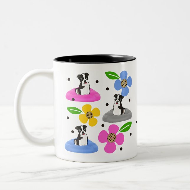 Caneca De Café Em Dois Tons Boston Terrier (Esquerda)
