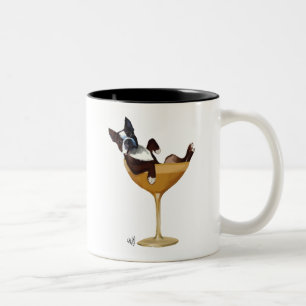 Caneca De Café Em Dois Tons Boston Terrier em Copktail Glass 2