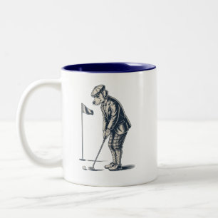Caneca De Café Em Dois Tons Boston Terrier Golfe Vintage Cão Jogando Golfe Mãe