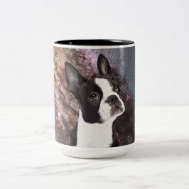 Caneca De Café Em Dois Tons Boston Terrier no espaço