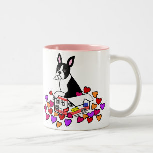Caneca De Café Em Dois Tons Boston Terrier nos desenhos animados da caixa