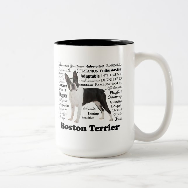Caneca De Café Em Dois Tons Boston Terrier Traça Mug (Direita)