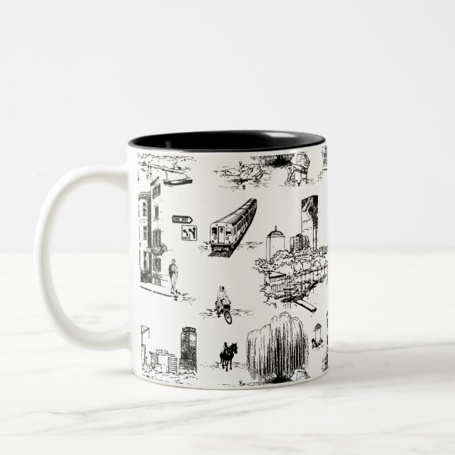Caneca De Café Em Dois Tons Boston Toile (Esquerda)