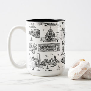 Caneca De Café Em Dois Tons Boston Toile (Ed. Aniversário) Preto/Branco