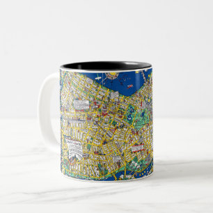 Caneca De Café Em Dois Tons Boston vintage — mapa antigo da cidade dos EUA