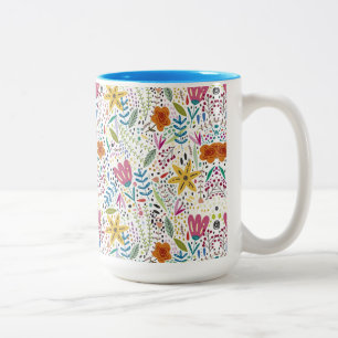 Caneca De Café Em Dois Tons Botânico Colorido