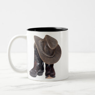Caneca De Café Em Dois Tons Botas e chapéu de vaqueiro