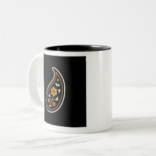 Caneca De Café Em Dois Tons Boteh Paisley Minimalista